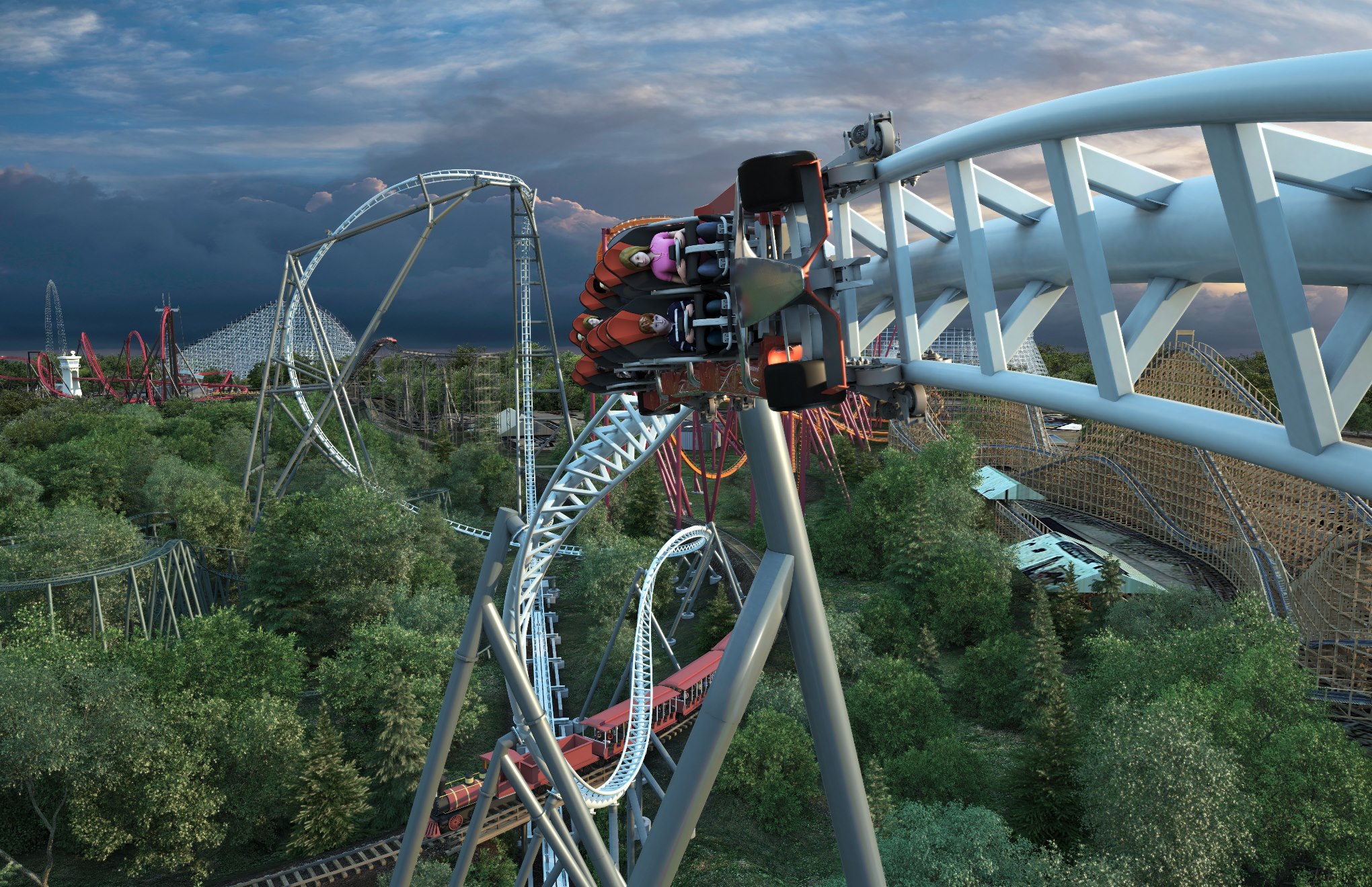 Gleich mehrfach rekordverdächtig ist die neue Achterbahn in Six Flags Great America in Illinois. (Bi