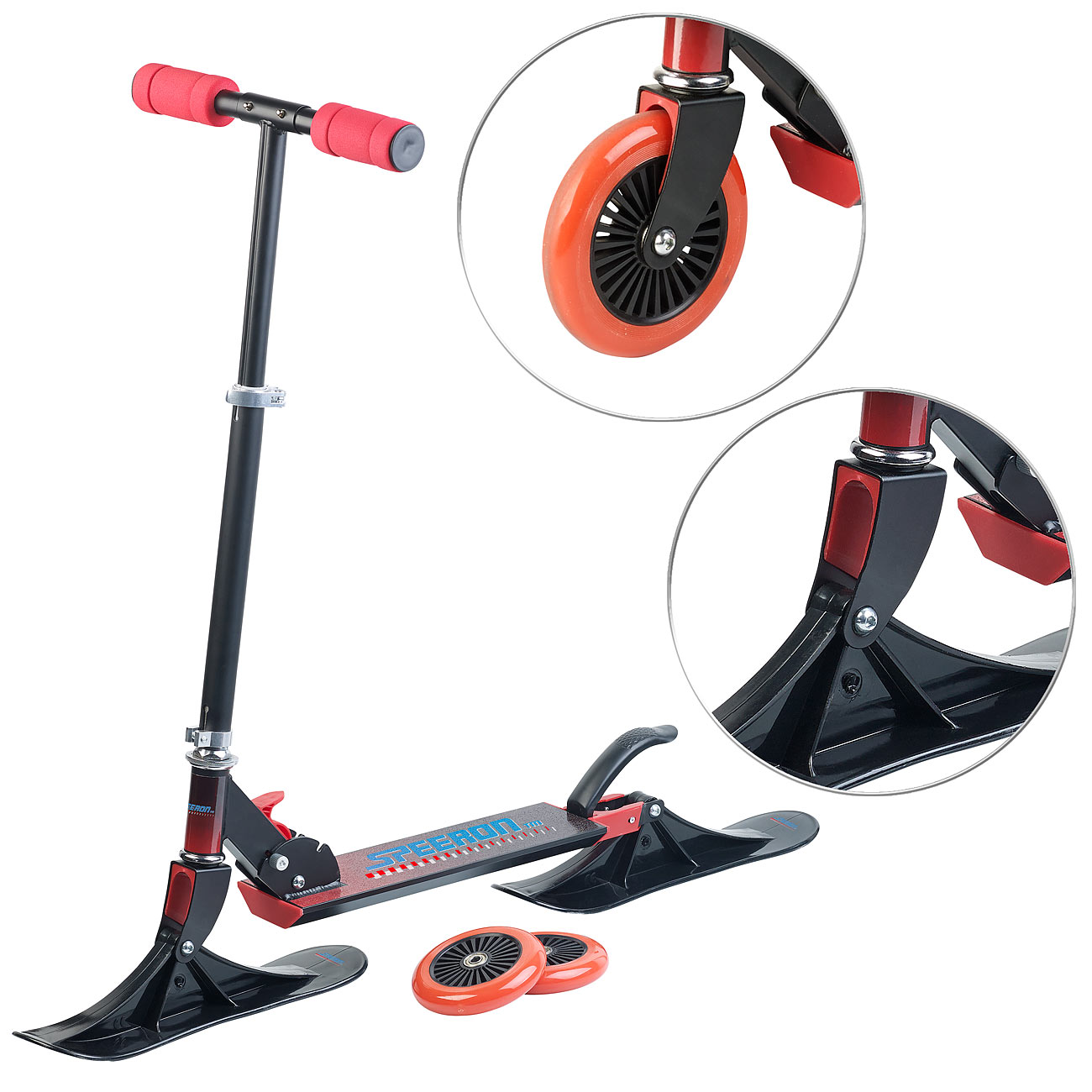 Speeron Klappbarer 2in1-Tretroller und -Snowkick-Schlitten RS-100 für Kinder, 125 mm, www.pearl.de