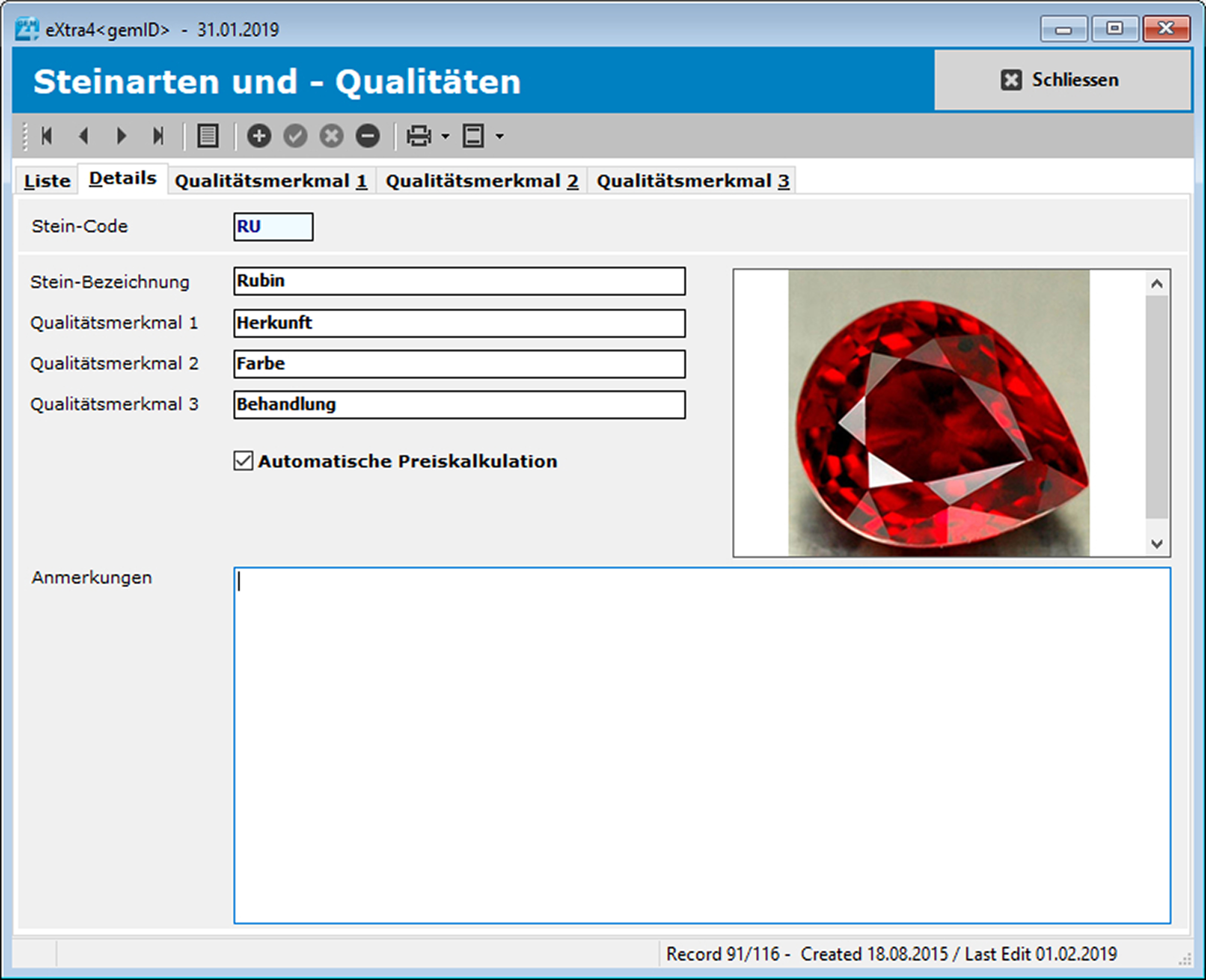 Klassifizierung von Edelsteinen mit der Software eXtra4gemID