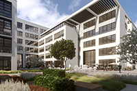Vom Bauhaus-Stil geprägter Büro-Campus des ZielstattQuartiers in München-Sendling