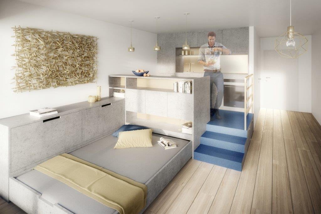 Multifunktionsmöbel für Mikroappartements (c) BHB Bauträger GmbH Bayern / Vizoom Multifunktionsmöbel für Mikroappartements (c) BHB Bauträger GmbH Bayern / Vizoom