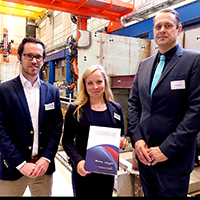 V.l.n.r.: Dominik Eisenbeis (MCN), Lina Harms (MCN) und Olaf Steinmeier (Fraunhofer IAPT)