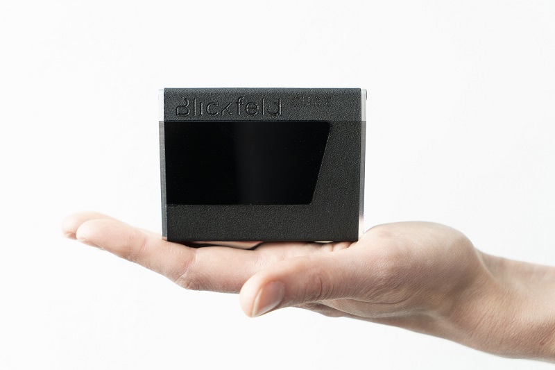 Blickfeld LiDAR Sensor Cube with size comparison