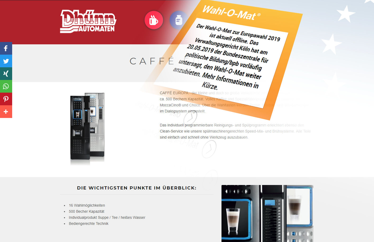 vor europawahl verboten grosse auswahl an automaten und gerichten