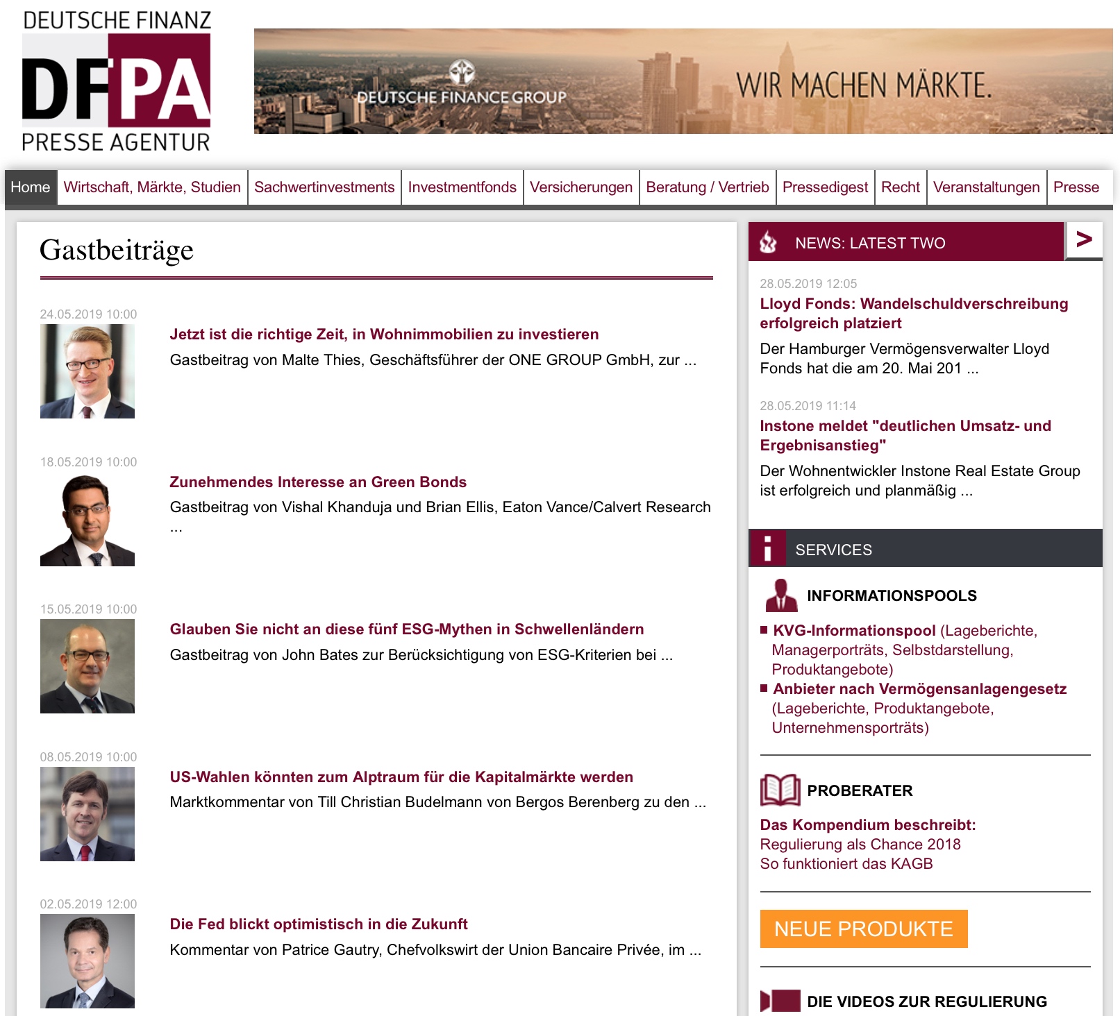 Deutsche Finanz Presse Agentur: DFPA-Gastbeiträge bieten Hintergrundwissen führender Finanzexperten Deutsche Finanz Presse Agentur: DFPA-Gastbeiträge bieten Hintergrundwissen führender Finanzexperten