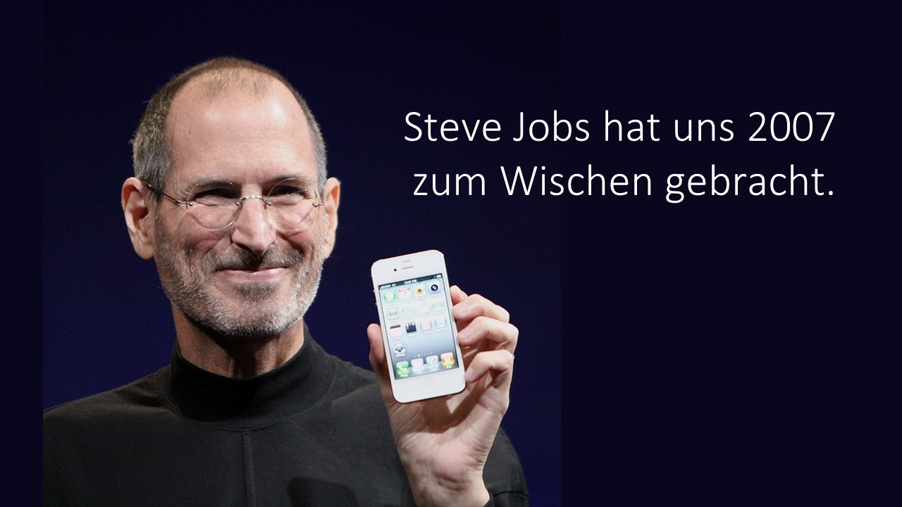 Steve Jobs hat es erfunden. Gundolf Meyer-Hentschel analysiert die Faszination Smartphone. (Bildquel Steve Jobs hat es erfunden. Gundolf Meyer-Hentschel analysiert die Faszination Smartphone. (Bildquel