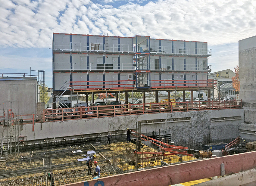 Eine Containeranlage von HKL begleitet die Baumaßnahmen an der Donnersbergerbrücke in München. Eine Containeranlage von HKL begleitet die Baumaßnahmen an der Donnersbergerbrücke in München.
