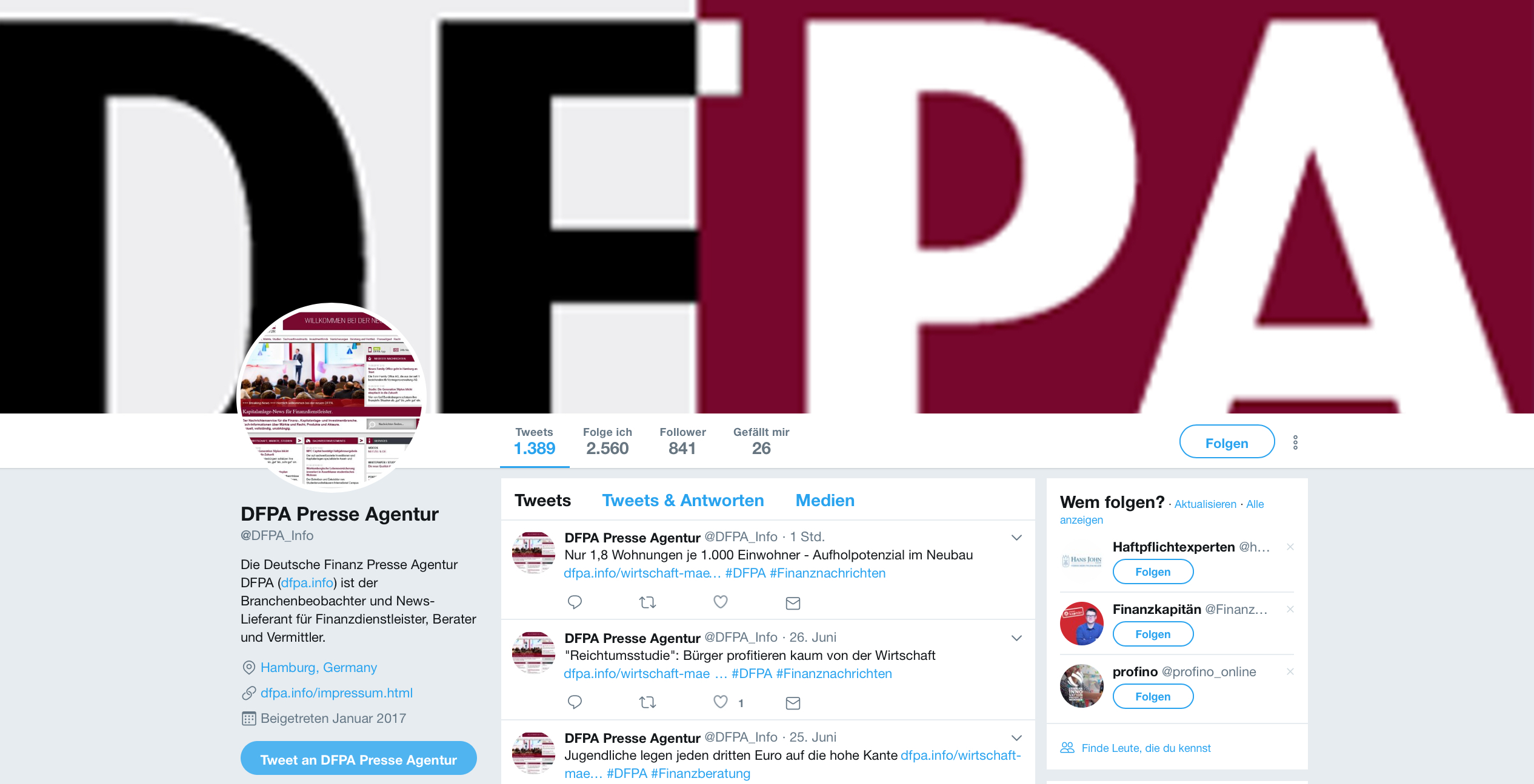 DFPA Deutsche Finanz Presse Agentur twittert tagesaktuelle Finanznachrichtenüber& für Finanzprof DFPA Deutsche Finanz Presse Agentur twittert tagesaktuelle Finanznachrichtenüber& für Finanzprof