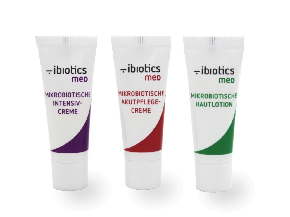 ibiotics med: Die neue Medizinische Hautpflege als Probenset und fürs Handgepäck.
