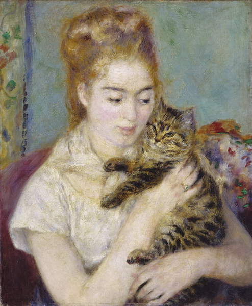 Frau mit einer Katze von Pierre Auguste Renoir