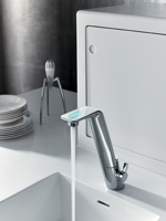 Flexibel und multifunktional: Die ALESSI Sense by HANSA. Foto: Hansa Armaturen GmbH Flexibel und multifunktional: Die ALESSI Sense by HANSA. Foto: Hansa Armaturen GmbH