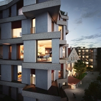 Asymmetrische Erker erzeugen in kupa architektonische Spannung. (c) Bauwerk Capital GmbH & Co.KG Asymmetrische Erker erzeugen in kupa architektonische Spannung. (c) Bauwerk Capital GmbH & Co.KG