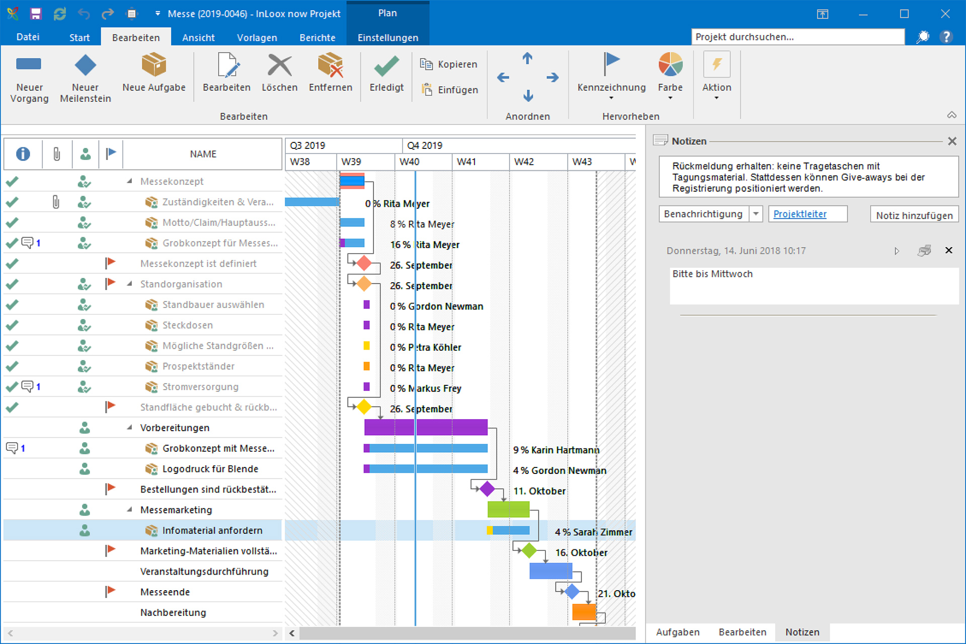 InLoox 10.2: Die Gantt-Chart-Planung vereint Projektphasenplan mit Aufgaben und Notizen InLoox 10.2: Die Gantt-Chart-Planung vereint Projektphasenplan mit Aufgaben und Notizen