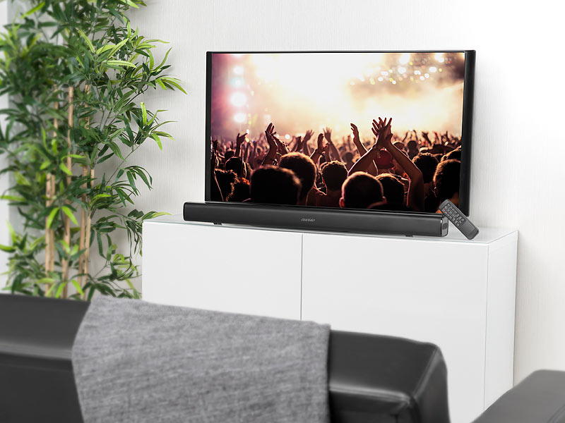 auvisio Stereo-Soundbar MSX-450.bt mit Bluetooth, optischem Eingang, USB, AUX, www.pearl.de