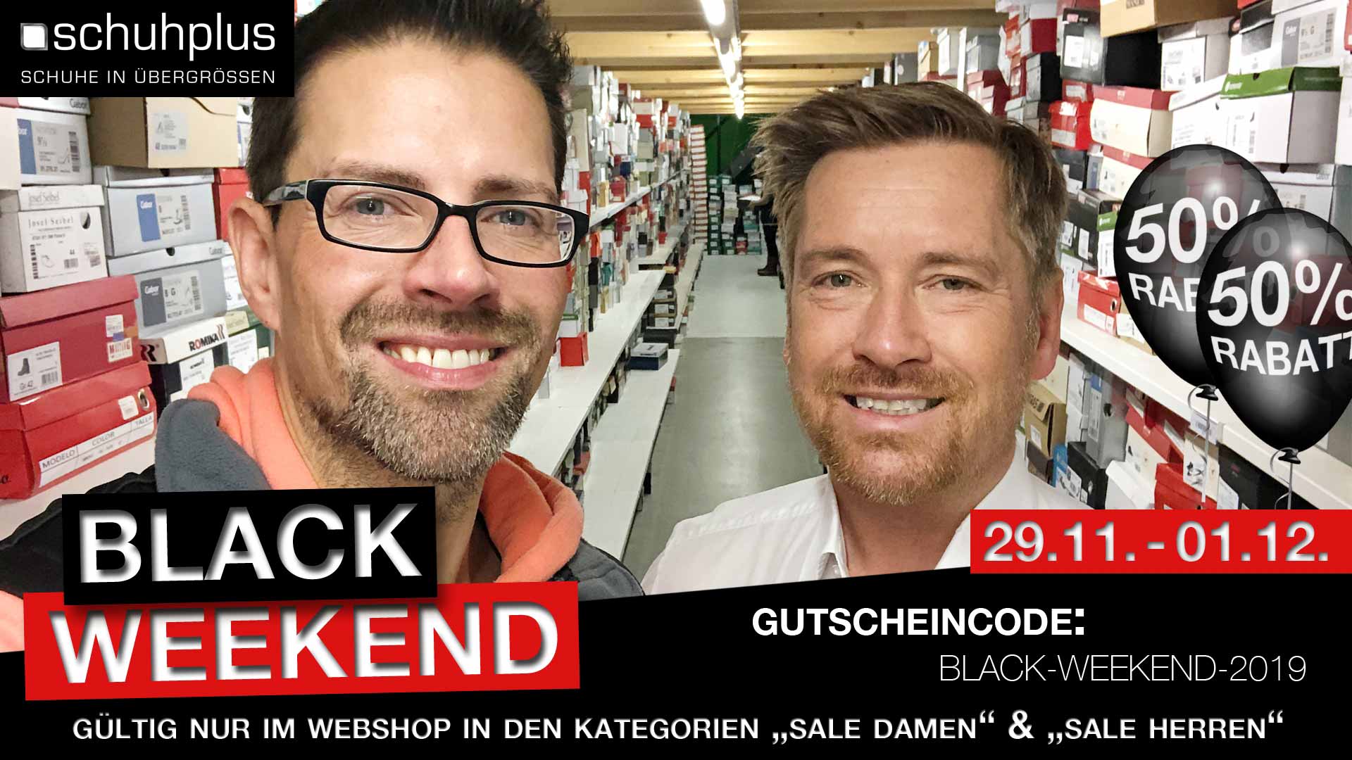 Black Weekend bei schuhplus - 50% auf große Schuhe in SALE Damen sowie SALE Herren Black Weekend bei schuhplus - 50% auf große Schuhe in SALE Damen sowie SALE Herren