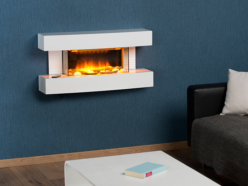 Carlo Milano Design-Elektrokamin"Tirari", 3D-Flammeneffekt, Wandmontage, 2.000 Watt, www.p