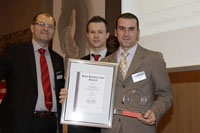 v.r.n.l. Olivier Hanoun (Neotys), Johannes Hochrainer und Klaus Veselko (beide Software Quality Lab)
