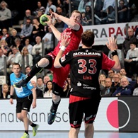 (Jocki_Foto, Erlangen): Jonas Link (Bietigheim) zu Gast beim Bruder Nikolai vom HC Erlangen (Jocki_Foto, Erlangen): Jonas Link (Bietigheim) zu Gast beim Bruder Nikolai vom HC Erlangen