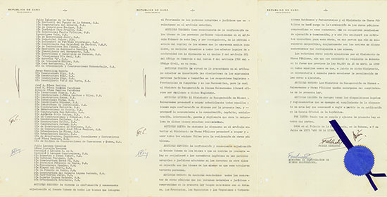Erlass mit Signatur von Fidel Castro