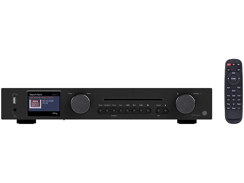 VR-Radio WLAN-HiFi-Tuner IRS-695.cd mit Internetradio, CD, DAB+, UKW& BT, MP3/WMA, www.pearl.de VR-Radio WLAN-HiFi-Tuner IRS-695.cd mit Internetradio, CD, DAB+, UKW& BT, MP3/WMA, www.pearl.de