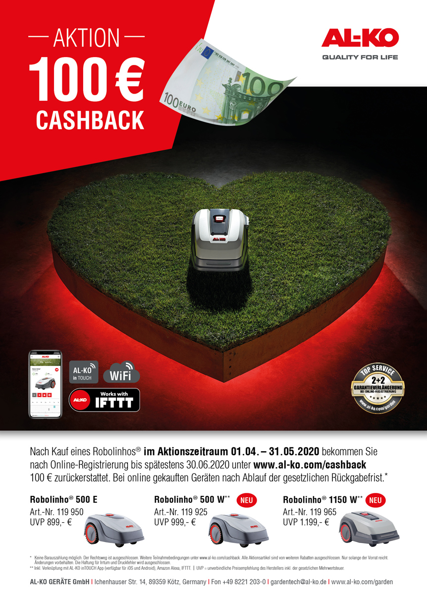 Robolinho®Cashback; Bild zur freien Verwendung; Bildquelle: AL-KO Gardentech