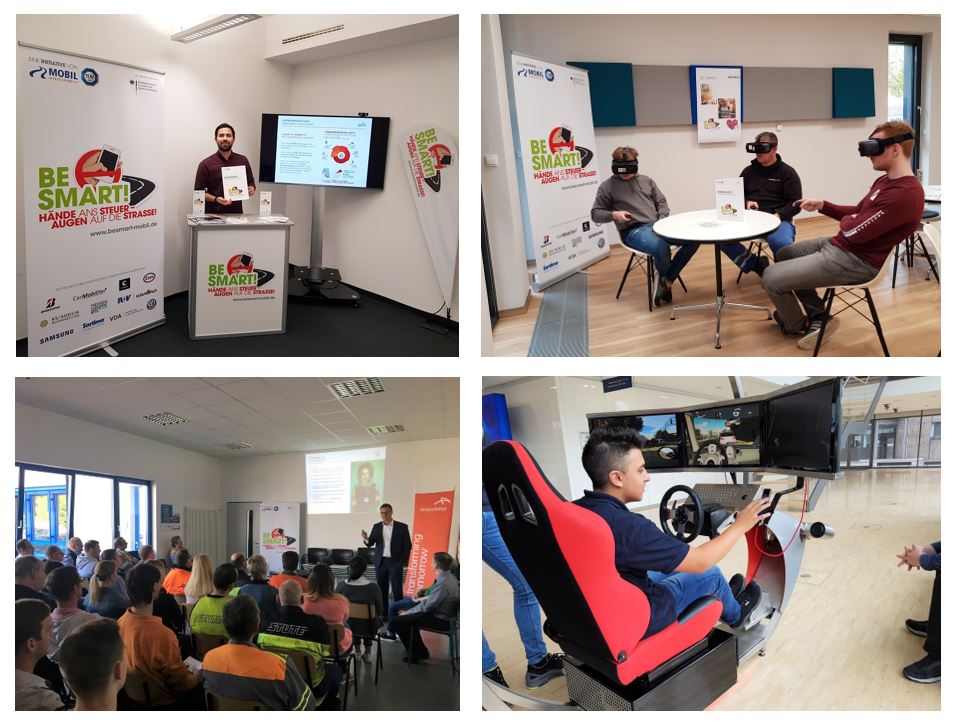 Die 4 möglichen Workshop-Bestandteile: Informationsstand, VR-Brillen, Impulsvortrag & Fahrsimulator Die 4 möglichen Workshop-Bestandteile: Informationsstand, VR-Brillen, Impulsvortrag & Fahrsimulator