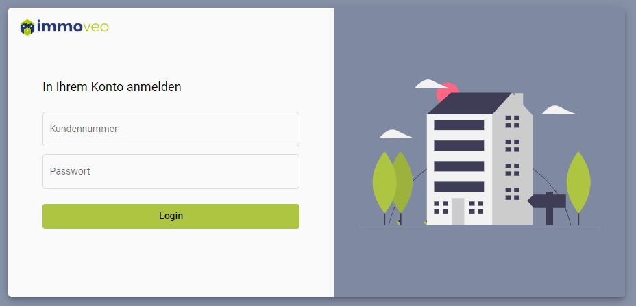 Login zum Kundenportal der immoveo Hausverwaltung GmbH