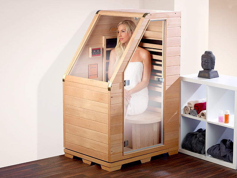 newgen medicals Kompakte Infrarot-Sitzsauna aus Hemlock-Holz, 760 Watt, 0,62 m², www.pearl.de newgen medicals Kompakte Infrarot-Sitzsauna aus Hemlock-Holz, 760 Watt, 0,62 m², www.pearl.de