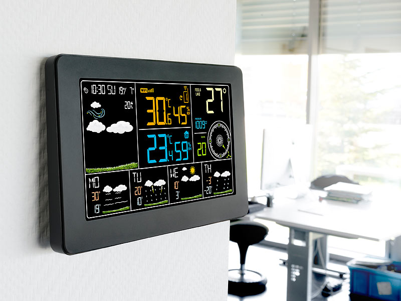 infactory WLAN-Funk-Wetterstation FWS-800, Außensensor, 5 Tage Wettertrend, Color, App, www.pearl.de infactory WLAN-Funk-Wetterstation FWS-800, Außensensor, 5 Tage Wettertrend, Color, App, www.pearl.de