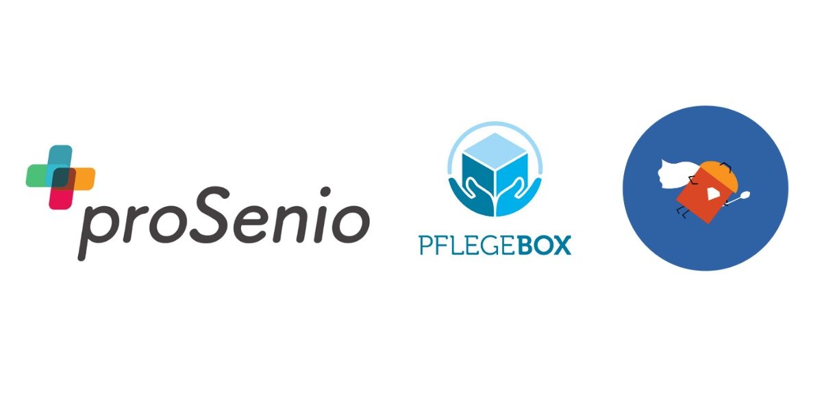 Firmenlogos: proSenio, PflegeBox & Kochen für Helden 