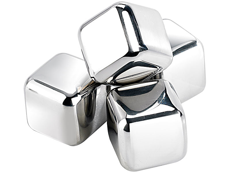 Rosenstein& Söhne XL-Dauer-Eiswürfel aus Edelstahl für Whisky& Co., 4 Stück je 25 mm, www.pe