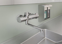 Die neuen, berührungslosen HANSACLINICA Thermostate. Foto: Hansa Armaturen GmbH Die neuen, berührungslosen HANSACLINICA Thermostate. Foto: Hansa Armaturen GmbH