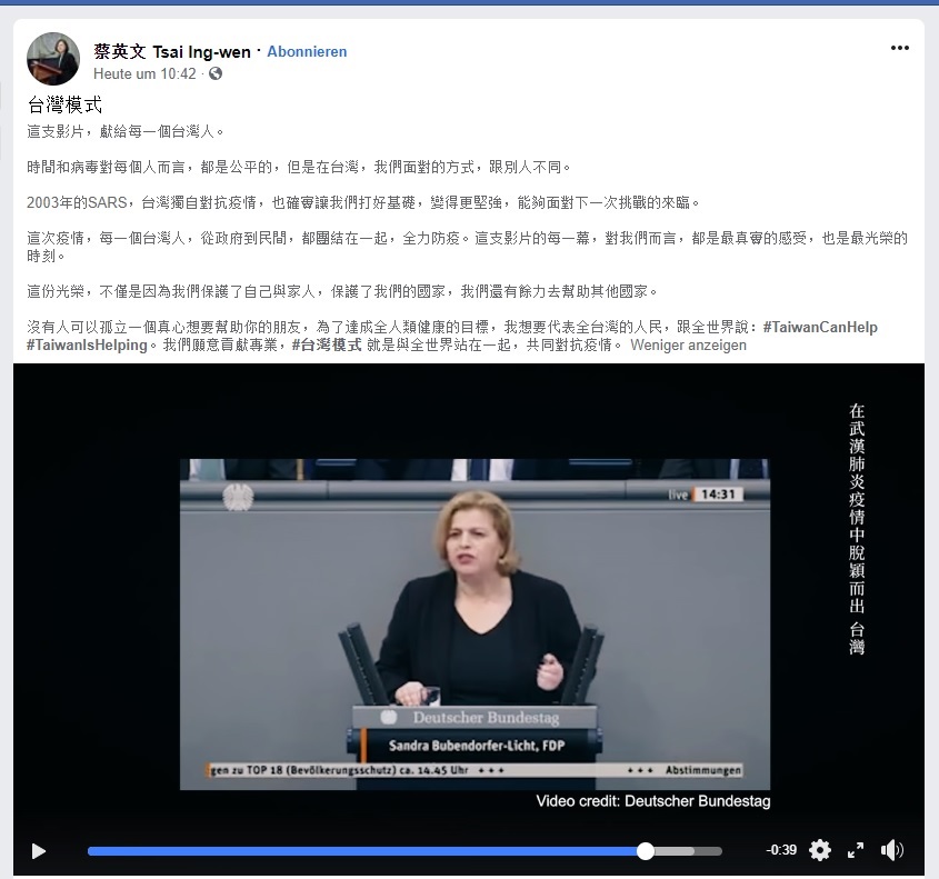 Die FDP-MdB Sandra Bubendorfer-Licht kommt in der Corona-Bilanz von Taiwan zu Wort. (Bildquelle: @Sc