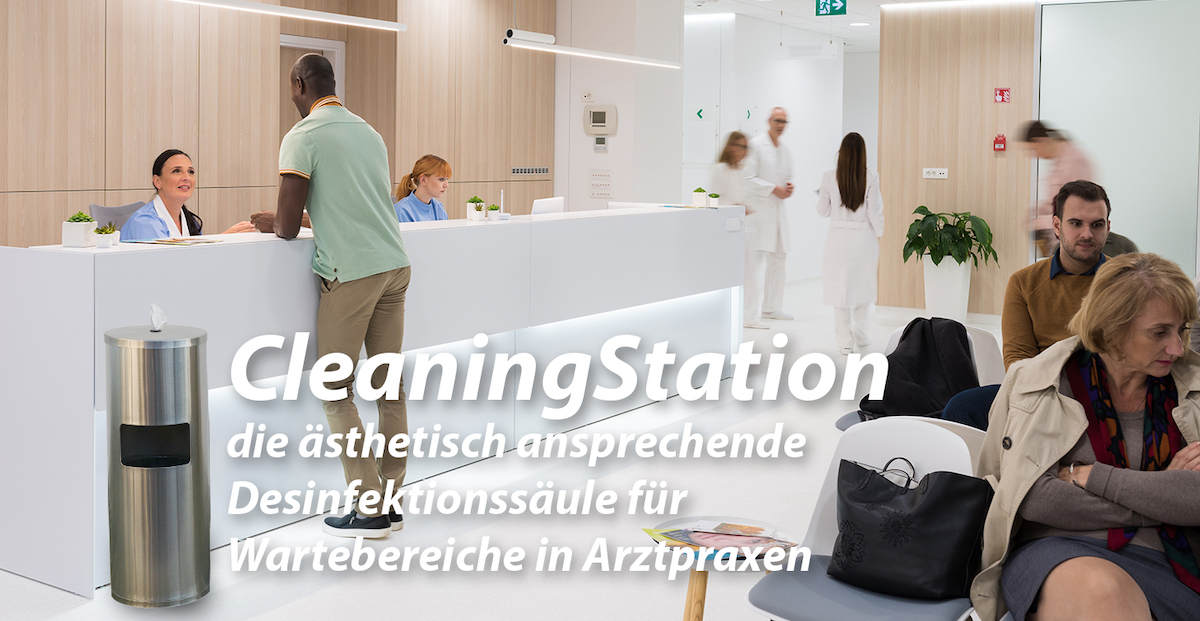 "CleaningStation" -ästhetisch ansprechende Desinfektionslösung für Wartebereiche Arztpraxi "CleaningStation" -ästhetisch ansprechende Desinfektionslösung für Wartebereiche Arztpraxi