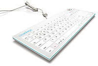 Die berührungssensitive Computer-Tastatur aus Glas. Die berührungssensitive Computer-Tastatur aus Glas.