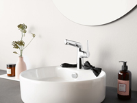 Die seitenbediente HANSADESIGNO STYLE ist ein Hingucker im Gäste-WC. Foto: Hansa Armaturen GmbH Die seitenbediente HANSADESIGNO STYLE ist ein Hingucker im Gäste-WC. Foto: Hansa Armaturen GmbH
