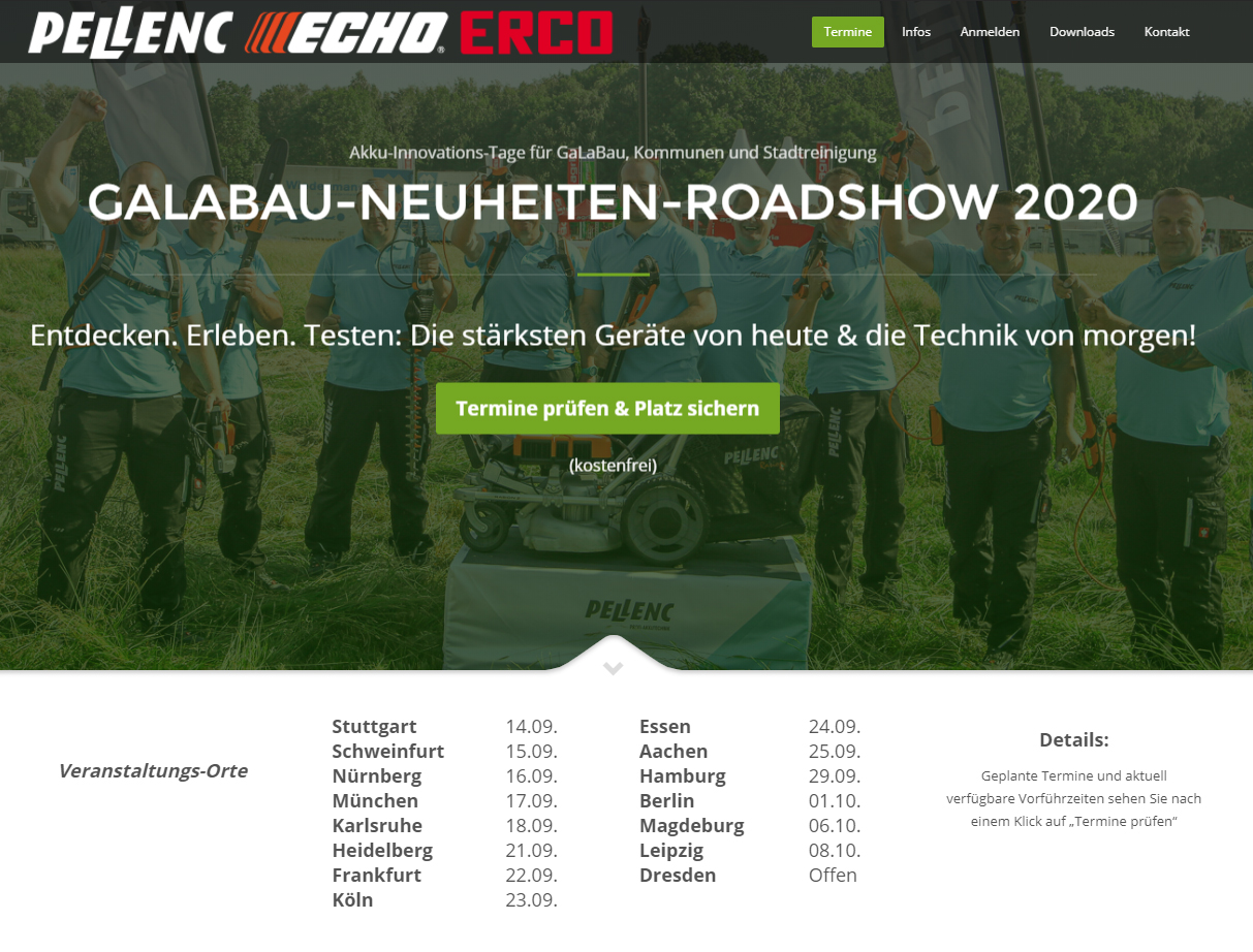 Entdecken, erleben, selbst testen können GaLaBauprofis auf der Roadshow 2020 (Bildquelle: pellencdeu Entdecken, erleben, selbst testen können GaLaBauprofis auf der Roadshow 2020 (Bildquelle: pellencdeu
