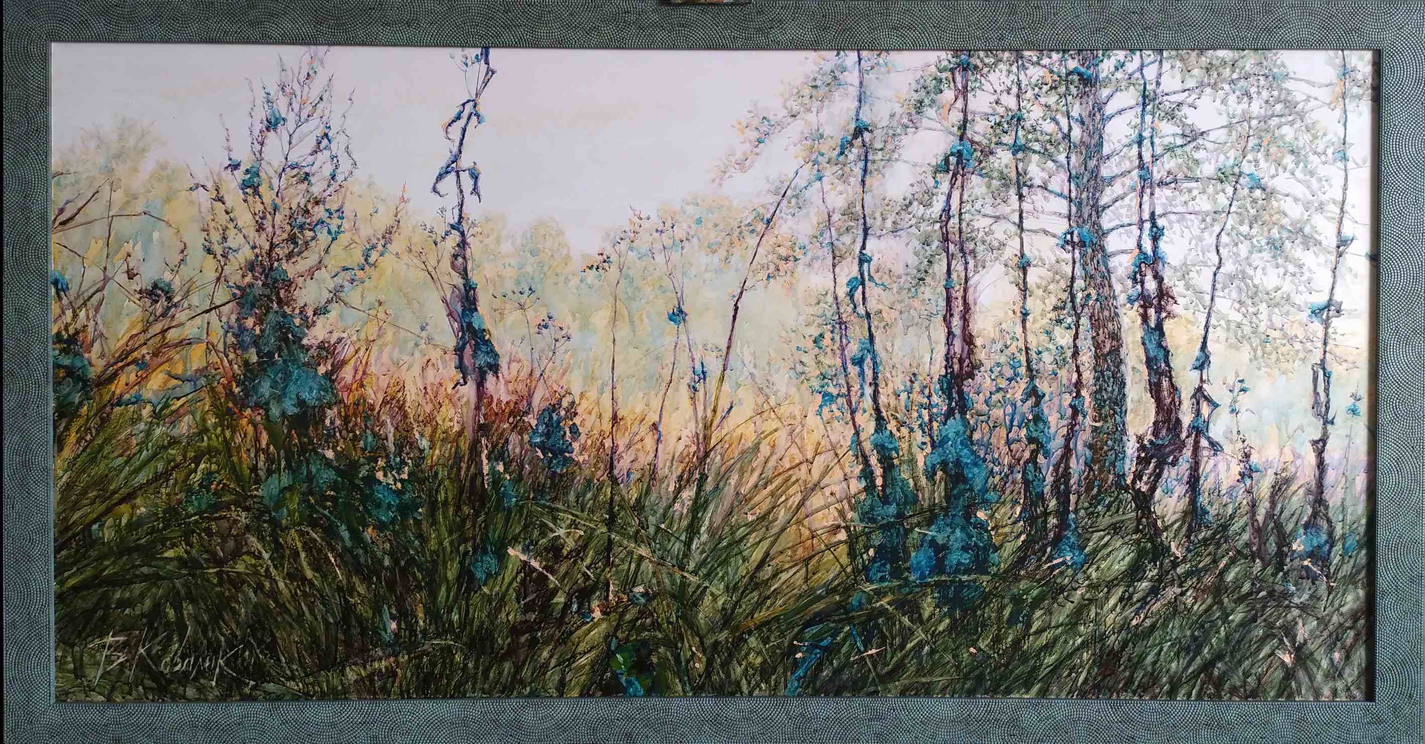 Viktor Kovalyk, Morgen, Leinen, Aquarell,Öl, Lack, 138 x 70 cm