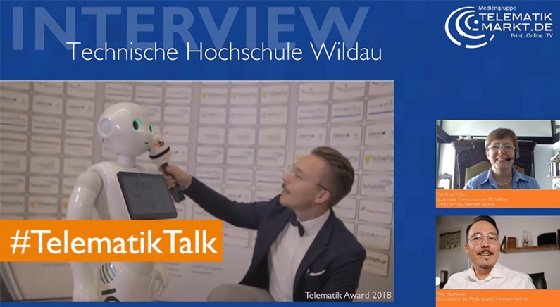 Chefjurorin Prof. Birgit Wilkes und Chefredakteur Peter Klischewsky. Bild: Telematik-Markt.de