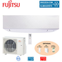 Klimaanlagen-Set von Fujitsu ASYG 12KETA Wandgerät Desing eco + AOYG 12KETA für 1 Zimmer mit 35 m²