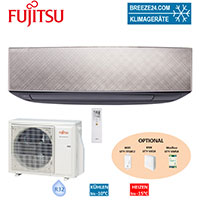 Klimaanlagen-Set von Fujitsu ASYG 14KETAB Wandgerät Desing eco + AOYG 14KETA für 1 Zimmer mit 45 m²