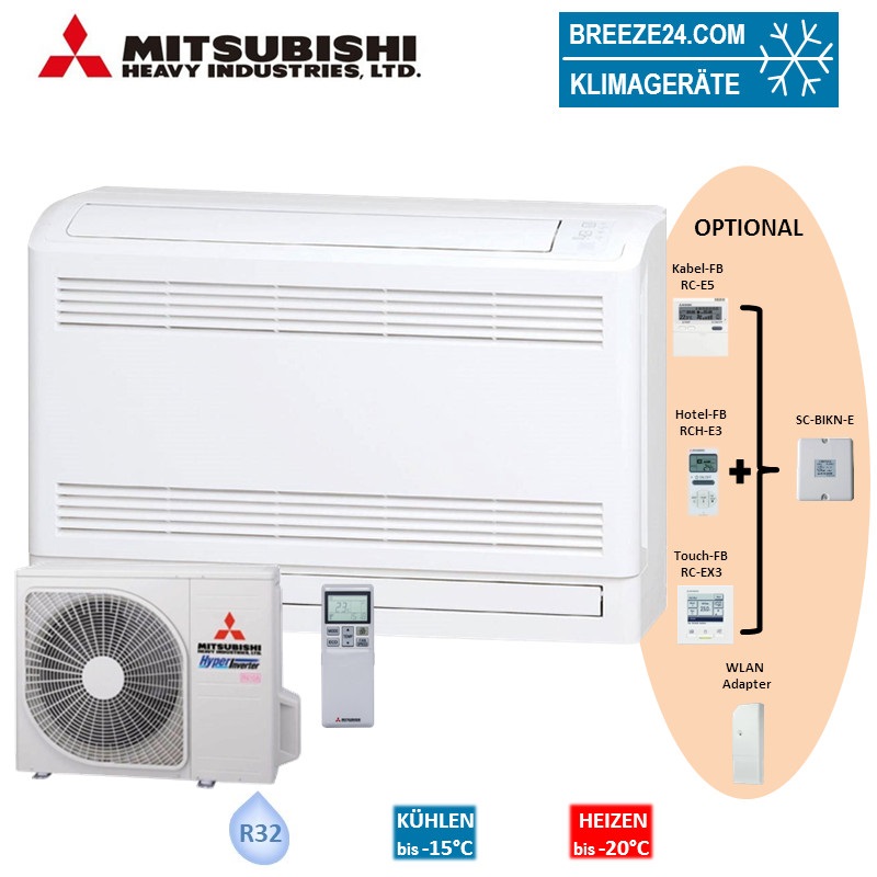 MITSUBISHI Klimaanlagen Set SRF 35 ZMX-W Truhengerät + SRC 35 ZSX-W R32 3,5 KW