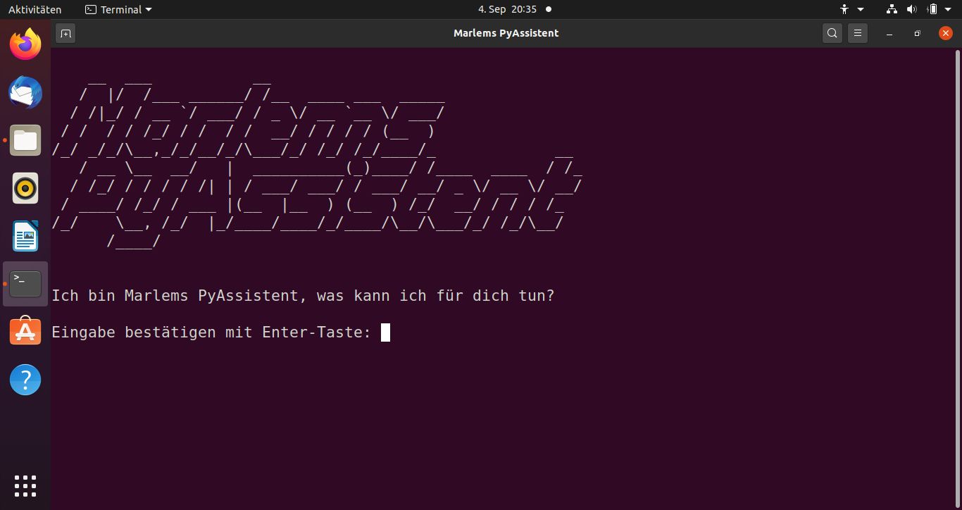 Marlems PyAssistent kann im Betriebssystem Ubuntu eingesetzt werden