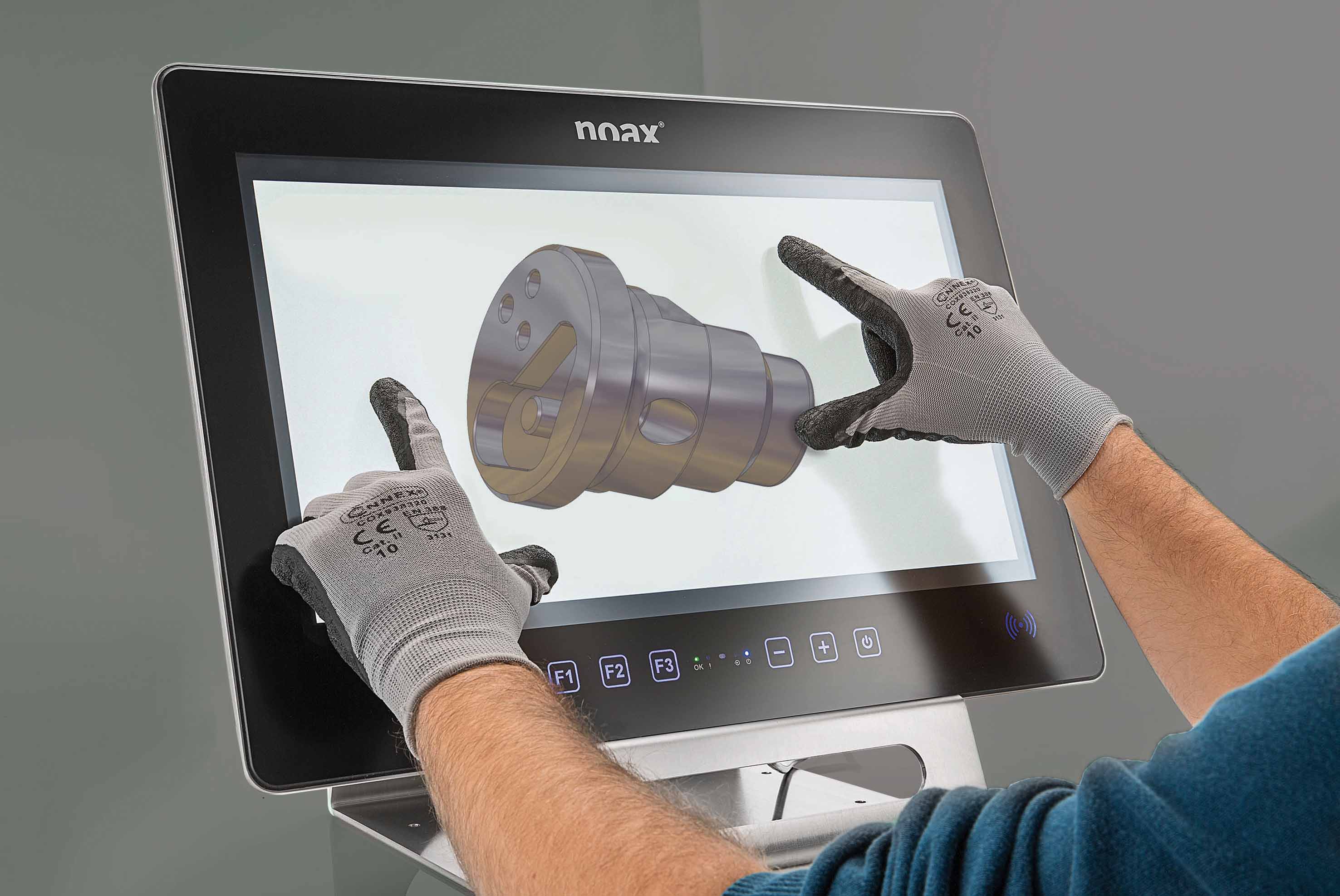 Der rahmenlose noax Steel PCAP Touch-Industrie-PC S21WP für den anspruchsvollen Industrieeinsatz.