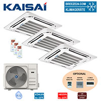 Kaisai Klimaanlagen Set 4-Wege-Deckenkassette Euroraster 3 x KCA3U-12HRB32X + K30E-27HFN32 R32