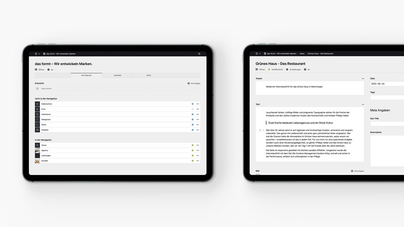 Content-Management-System Kirby – Realisiert von der Designagentur das formt. Content-Management-System Kirby – Realisiert von der Designagentur das formt.