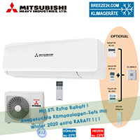 Mitsubishi Heavy Klimaanlage Wandgerät SRK 20 ZS-W + Außengerät SRC 20 ZS-W 2,7kW Set für 1 Zimmer