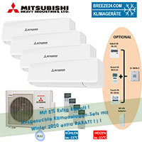 Mitsubishi Heavy Klimaanlage Wandgerät 3 x SRK 20 ZS-W + SRK 25 ZS-W + Außengerät SCM 71 ZS-W Set