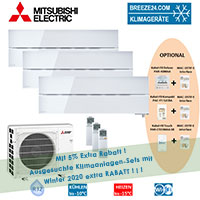 Mitsubishi Electric Klimaanlage Wandgerät Diamond 6,8kW R32 3 x MSZ-LN35VG2W + MXZ-3F68VF Set