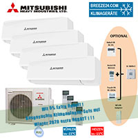 Mitsubishi Heavy Klimaanlage Wandgerät 3 x SRK 20 ZS-W + SRK 50 ZS-W + Außengerät SCM 80 ZS-W Set